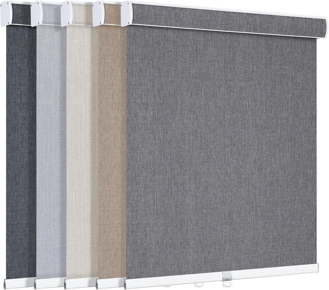 Grandekor Custom Roller Blinds for Indoor Windows Blackout, 100% Blackout Cordless Free-Stop Blinds, Thermal Insulated, Pull Down Shades for Home Office, Custom Color Size Valance