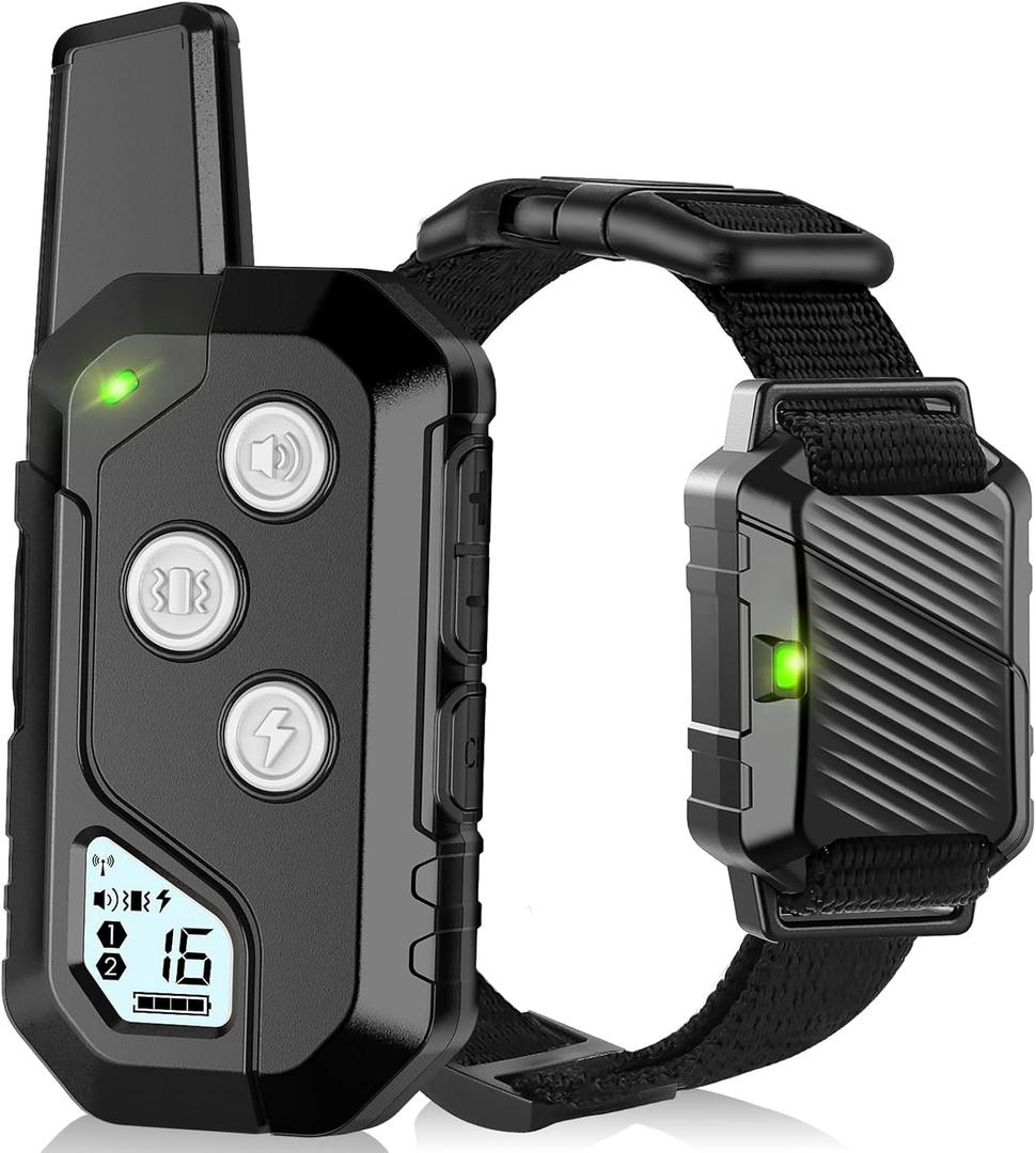 Shock Collar for Dogs, IP67 Waterproof Dog Training Collar with Remote, 3 Training Modes with Beep, Vibration, and Safe Static, Rechargeable E Collar for Large Medium (1 Pack, Black)