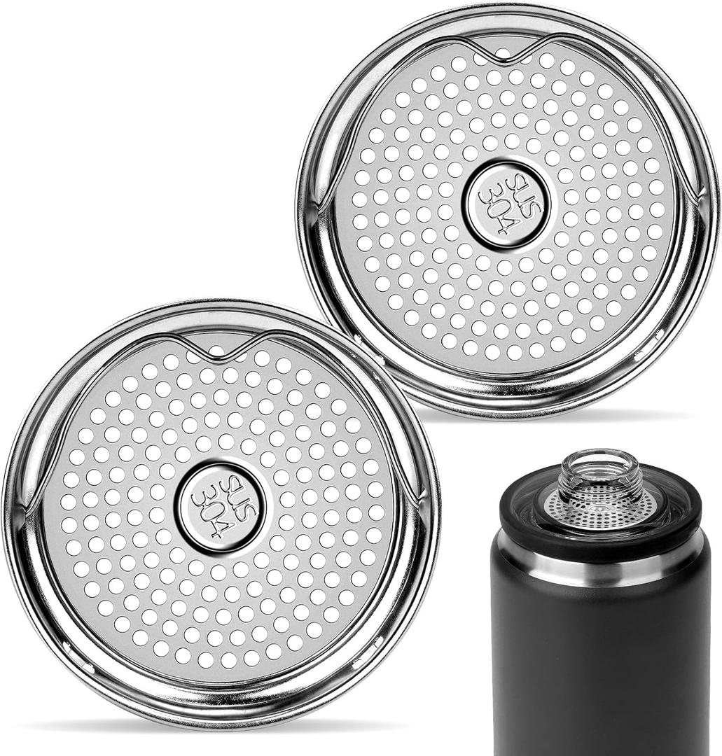 Linkidea 304 Stainless Steel Tea Strainer Compatible with YETI Rambler Bottle 18oz/26oz/36oz/46oz/64oz Chug and MagDock Caps, Ice Strainer Filter Blocker Fruit Stopper, 2 Pack