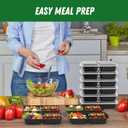 50 Pack (100-Piece) 32 oz Meal Prep Containers Reusable with Lids 3-Compartment, To Go Take Out Plastic Food Storage Containers, Sturdy Leakproof Food Safe, Microwave Freezer Dishwasher Safe, Black