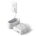 25Ft Long Extension Cord, Flat Plug Power Strip with 8 Outlets & 4 USB Ports (2 USB C), Wall Mountable Surge Protector, Desk Charging Station for Home Office, Dorm Room Essentials