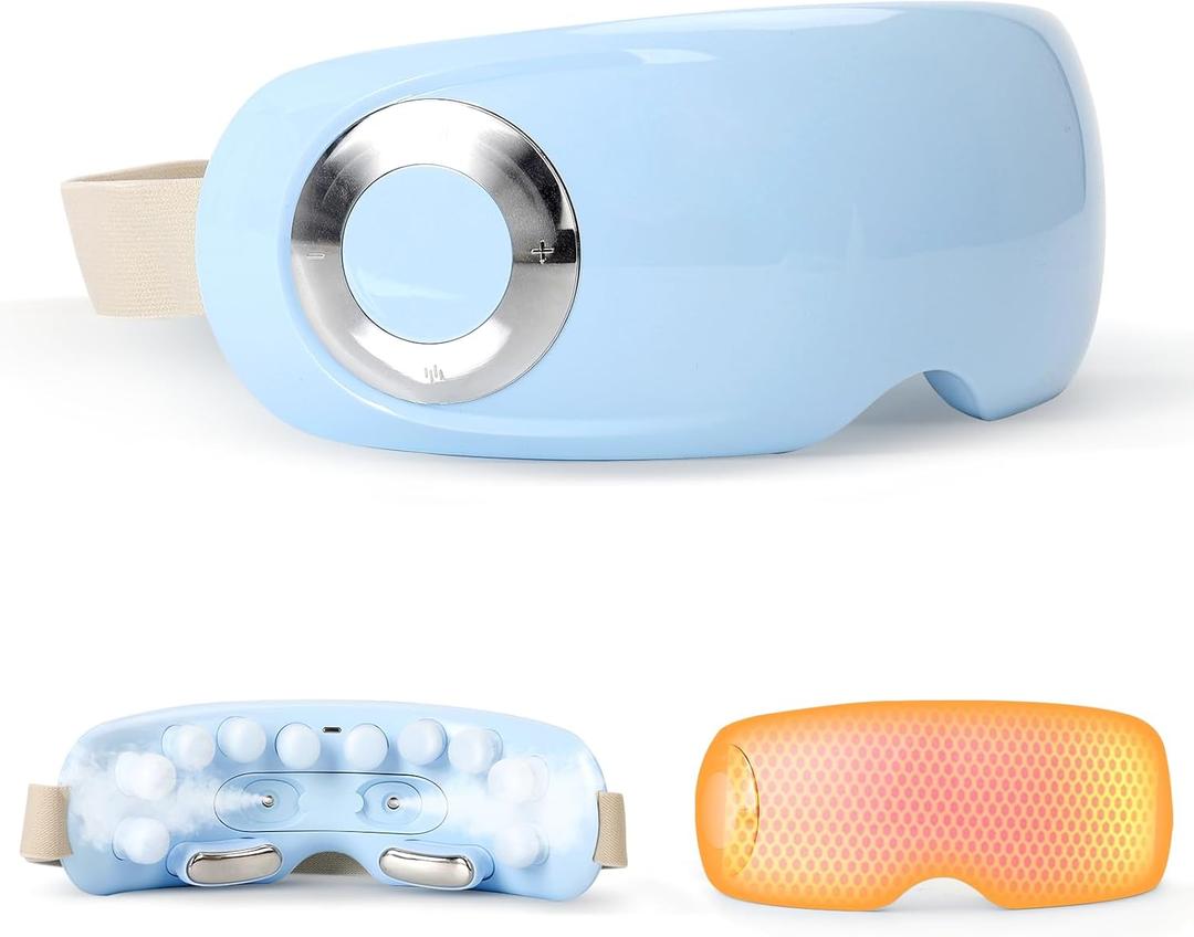 Eye Massager with Mist & Heat, Vibration Eye Mask with Bluetooth Music, Smart Migraine Massager Reduce Dry Eyes Improve Sleep, Birthday Gifts for Women Men Mom Dad