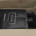 Purple Q Crafts Small Paper Thank You Gift Bags with Handles – 8x4x10 Inches, Strong Quality 50 Pack Black Shopping Bags with Thank You Logo