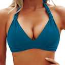 Yonique Women Halter Bikini Top Only Padded Swimsuits Tops Vintage Bathing Suit Top No Bottom, XXL