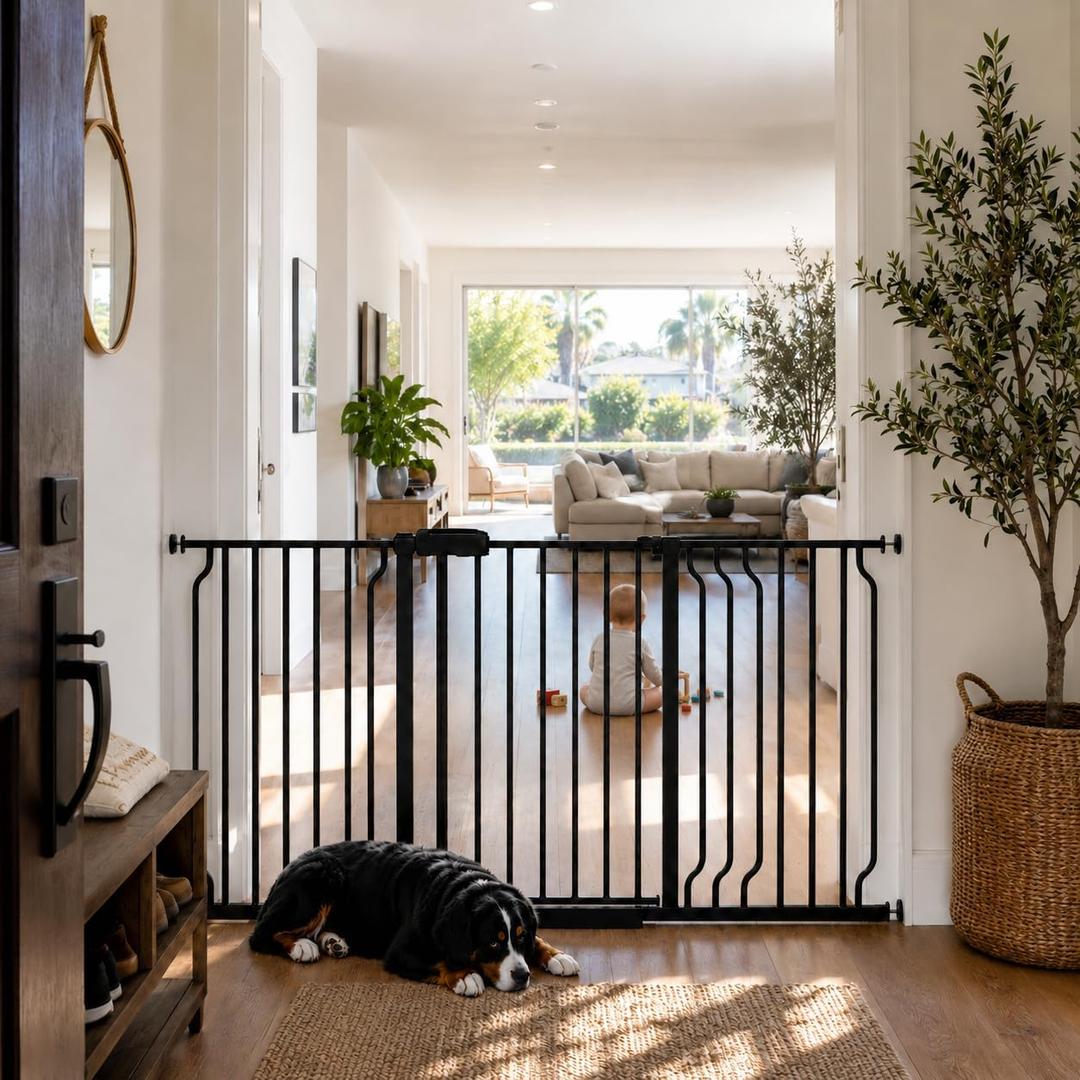 Extra Wide Baby Gate, Fits 52.7–62.2 in Openings, Sturdy & No Drill