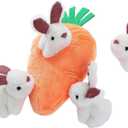 Amazon Basics Interactive Hide and Seek Squeaky Dog Plush Toy, Rabbit and Carrot, Orange and White, 5-Pack