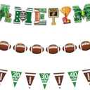Pack of 2 Mulbozy Game Time Football Banner, 8 Ft Football Party Banner Decoration, Football Garland Pennant Banners for Birthday, Sports Fantasy Football Party Decor