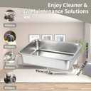 Stainless Steel Cat Sifting Litter Box 17.5" x 13.5" x 4" - Metal High Sided Open Top Litterbox Odor Control Non-Clumping with Scoop Litter Mat Trash Bag, Anti-Leakage, Less Tracking, Easy Cleaning