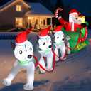 Capoda 12 FT Santa Sleigh Inflatable Decorations Outdoor, Giant Christmas Santa Claus on Sleigh with 3 Dogs Blow up Decor with Built-in LED Lights for 2026 Holiday Yard Lawn Garden Decoration