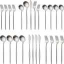 Silverware Set of 20 Stainless Steel Heavy Duty Flatware Set Service for 4 Matte Silver Cutlery Tableware Set Include Dinner Knives Forks Spoons for Kitchen Home Restaurant