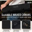 Asaya Waxed Canvas Chef Knife Roll Bag with 10 Slots and a Zipper Pocket - Professional Chef Knife Bag & Storage Case, with Shoulder Strap - Knives Not Included (Black)