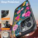 FUNMIKO for iPhone 16 Pro Max Case with Privacy Screen Protector, Wireless Charging Compatible, Translucent Matte Cover - Cute Floral Design Phone Case for Women Girls - Colorful Blooming Flower