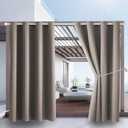 Waterproof Outdoor Curtain W52 x L63 - Grommet Top Sunlight Blocking Window Treatment Drapes Blackout Curtains for Home Bedroom Living Room Outdoor Patio Porch Pergola (Taupe, 2 Panels)