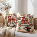 Pillow Covers Set of 2 18x18 Inch Christmas Gingerbread Couple Throw Holiday Welcome Cushion Covers Decorative Christmas Pillow Cases for Sofa Couch Bed Farmhouse Decor