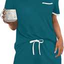 Ekouaer Pajamas for Women Set 2 Piece PJ Soft Comfy Lounge Sets Short Sleeve Tops Shorts Sets Cotton Sleepwear , Size XL