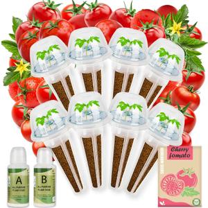 Tiny Tim Cherry Tomato Seed Pod Kit, 8-Pods Hydroponic Refill Pack, Compatible with AeroGarden and All Indoor Gardens, Includes Grow Sponges, Plant Food, Grow Anything Seed Pod Kit, 8-POD
