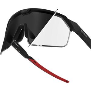 CHAMELO Shield Dual-Tint Sports Sunglasses (Matte Black Frame, Smoke Lenses)