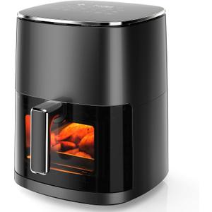 OLIXIS Air Fryer 6 Quart with Window Square Air Fryer 12-in-1 Air Fry, Roast, Reheat, Dehydrate, Bake, Steam, Fries, Custard, Chicken, Wings, Sea Food, Vegetabels,400F, Black