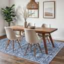 SIILOOM 5x7 Area Rug for Living Room, Blue Large Vintage Floral Rug with Non-Slip, Soft Non-Shedding Washable Rugs for Nursery, Distressed Traditional Farmhouse Carpet for Bedroom Office Home Dcor