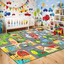 Car Rug for Kids Playroom - Road Rug for Boys Room Kids Play Mat with Road Tracks Car Play Mat, 4.5x6 Feet (Ljj-67)