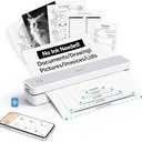 HPRT Portable Thermal Printer-Inkless Printer, Supports Thermal Paper&Labels, Multi-User Bluetooth, Compatible with iOS/Android/Laptop for Home/School/Travel,MT610 White-203dpi+10sheets
