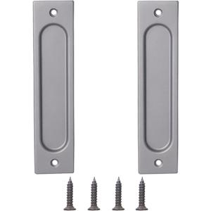 Recessed Finger Flush Pulls, Pocket Doors Pull Handle for Barn Doors, Cabinets Kitchen Drawers, Rectangular Aluminum Door Pull Easy InstallationGray 2 Pack