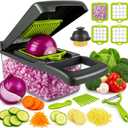 Vegetable Chopper and Slicer Set, 14-in-1 Multifunctional Food Dicer with Container, Multi-Blade Kitchen Mandoline, Green