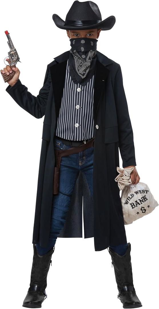 California Costumes Wild West Sheriff/Outlaw Child Costume Black/White, Medium (M)