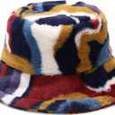 Dirholl Women's Winter Faux Fur Fuzzy Warm Bucket Hat (Medium)