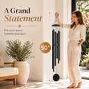 50" Extra Large Wind Chimes for Outside Deep Tone, 6 Extra-Thick Aluminum Tubes for Lasting Resonance, Big Outdoor Wind Chime for Garden Patio Decor, Relaxing Gift for Mom Dad Men Neighbors, Black