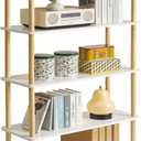 IBUYKE 5-Tier Wooden Open Bookcase - Modern Freestanding Bookshelf Storage Organizer,Standing Shelf Units,Multifunctional Display Stand for Bedroom, Living Room & Home Office,White WBC005W