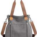 Tuobo Canvas Tote Purse for Women Work Shoulder Crossbody Bag Vintage Multi-pocket Handbags