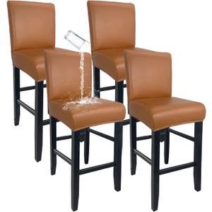 PU Leather Bar Stool Covers with Backs, Waterproof Bar Stool Chair Covers Washable & Wipeable High Back Barstool Slipcovers Chair Protctor for Pub, Counter, Cafe, Dining Room (PU Orange, 4 Pack)
