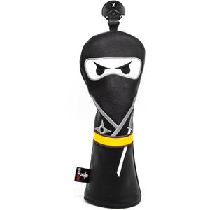 Golf Club Headcover 2 Wood Headcover Ninja Design Magnetic Closure Elegant Embroidery Premium Leather Driver Fairway Wood Hybrid Blade Mallet Putter Cover Wood Head Cover