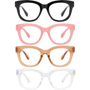 Reading Glasses for Women Men Square Oval Readers with Spring Hinge Anti UV Glare