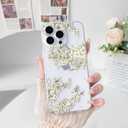 NITITOP Compatible with iPhone 14 Pro Case Clear Cute Cherry Blossom Floral Flowers Pattern for Girls Women Soft TPU Transparent Shockproof Protective Phone Cover - White