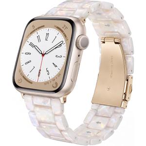 V-MORO Resin Bands Compatible with Apple Watch Band,41mm/40mm/38mm/42mm
Fashion Lightweight Strap for iWatch Series 12/11/10/9/8/7/6/5/4/3/2/1,Women Jewelry Dressy Bracelet Adjustable,Ivory White