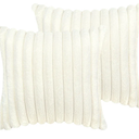 18x18 Throw Pillow Covers Set of 2, Decorative Faux Fur Covers for Bed, Couch Soft Fluffy Pillow Cover with Velvet Back for Living Room, Neutral Home Décor Accent for Sofa - Cream White