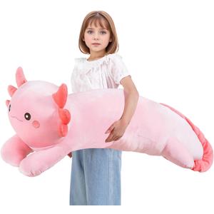 40'' Big Pink Axolotl Plush Stuffed Animal, Large Axolotl Long Body Pillow Stuffy Plush Toy, Giant Soft Salamander Squishy Plushie Gift for Kids Boys Girls, Birthday, Christmas