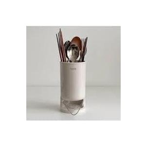 Self-Draining Utensil Drying Rack for Kitchen Counter, Compact and Durable, Beige, Perfect for Flatware & Silverware Durable and Compact Utensil Holder for Silverware, Draining Cup, 1 Pack