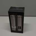 Electric Salt & Pepper Grinder Set  Battery Operated Stainless-Steel Mills & Shakers with Light, Adjustable Ceramic Grinders & Acrylic Rest Tray