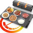 Food Warming Mat with 3-Zone Heating Mode, Redagod Electric Warming Tray with 9 Temperature & 8 Timer Settings, Hook and Roll Up Storage, Portable Countertop Food Heating Mat for Home Daily Use, Gray