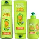 Garnier Fructis Sleek & Shine Shampoo, Conditioner + Leave-In Conditioner Set for Frizzy, Dry Hair, Plant Keratin + Argan Oil (3 Items), 1 Kit