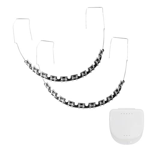 Temporary Clip on Teeth, Fake Braces Kit with Brackets & Wire, Suitable for Orthodontists to Explain and Practice for Dental Students - Brackets Falsos Para Dientes(Black)