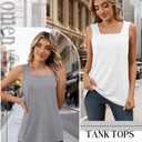 Velvelhall 3 Pack Summer Women's Tank Tops Casual Sleeveless Shirt Loose Fit Square Neck Tank Top (Small,Gray, White, Black)