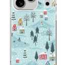 Winter Village House Phone Case Compatible with iPhone 17 Pro Max, Cute Christmas Trees Snowman Cover, Cool TPU Phone Case Cover