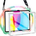 TOPESCT Kids Case for 11" iPad (A16) 11th Gen 2025,10.9" iPad 10th Gen 2022 - Made of Kid-Friendly Silicone, with Built-in Screen Protector, Shockproof Handle Stand Case (Rainbow)
