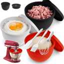 Silicone Bowl Liner for KitchenAid Tilt-Head 5QT Mixers,Odourless,Thicker, Cold/Heat-Resistant & Non-Stick, Easy Clean, Fits 5 Quart Mixing Bowl, Set of 3 with Lids