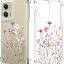 Floral Clear Case for Moto G Stylus 5G 2024 for Women Girls,Pretty Phone Cover,Flower Design Slim Soft Transparent Drop Proof TPU Protective Silicone Bumper Case,FL-37