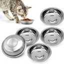 Stainless Steel Cat Bowl-Shallow Wide Flat Cats Food Bowls,Metal Kitten Dishes Whisker Friendly Fatigue Relief,Replacement Basic Kitty Plates for Elevated Stand,Dishwasher SafeSet of 5